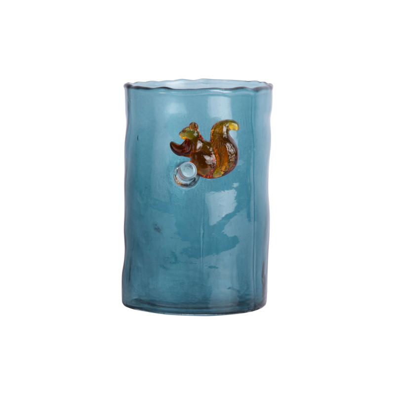 Vase en verre bleu canard écureuil 15 cm Squirrel On Branch Present Time - 3