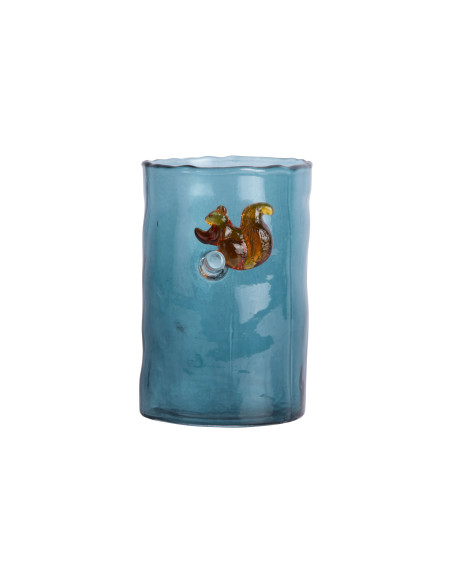 Vase en verre bleu canard écureuil 15 cm Squirrel On Branch Present Time - 3