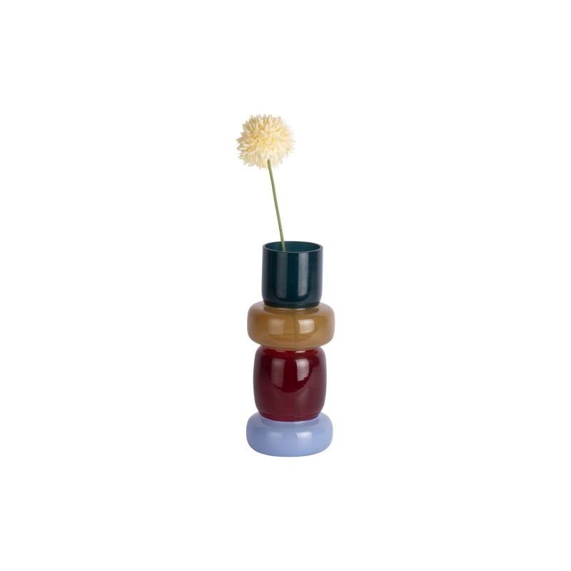 Vase design en verre bleu pétrole ocre bordeaux bleu lavande 27 cm Burano Present Time - 2