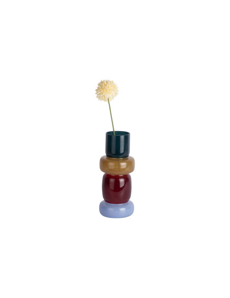 Vase design en verre bleu pétrole ocre bordeaux bleu lavande 27 cm Burano Present Time - 2