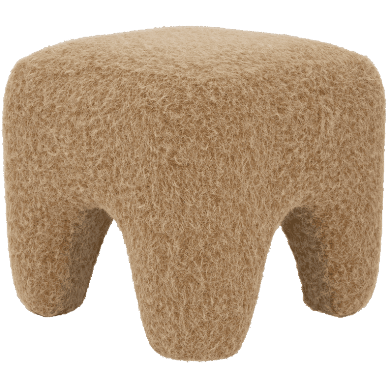 Pouf repose-pieds beige camel effet laine 43x43x40 cm Kira Urban Nature Culture - 1