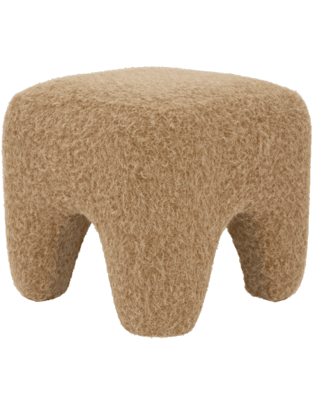 Pouf repose-pieds beige camel effet laine 43x43x40 cm Kira Urban Nature Culture - 1