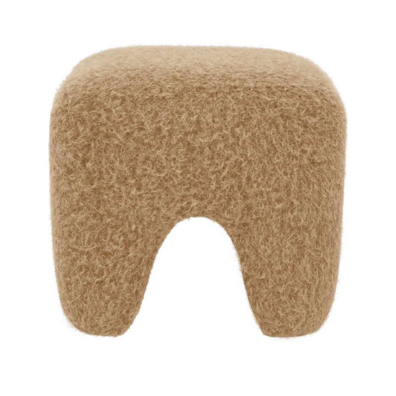 Pouf repose-pieds beige camel effet laine 43x43x40 cm Kira Urban Nature Culture - 3