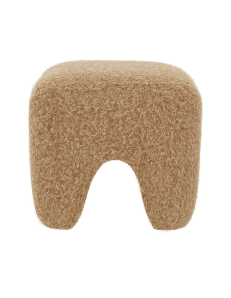 Pouf repose-pieds beige camel effet laine 43x43x40 cm Kira Urban Nature Culture - 3
