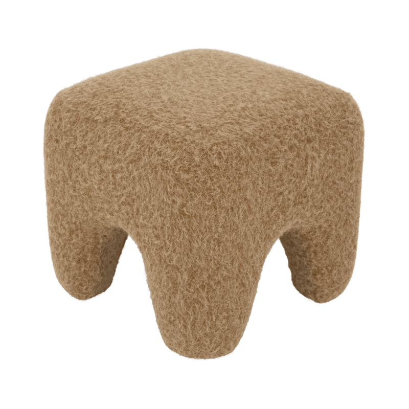 Pouf repose-pieds beige camel effet laine 43x43x40 cm Kira Urban Nature Culture - 4