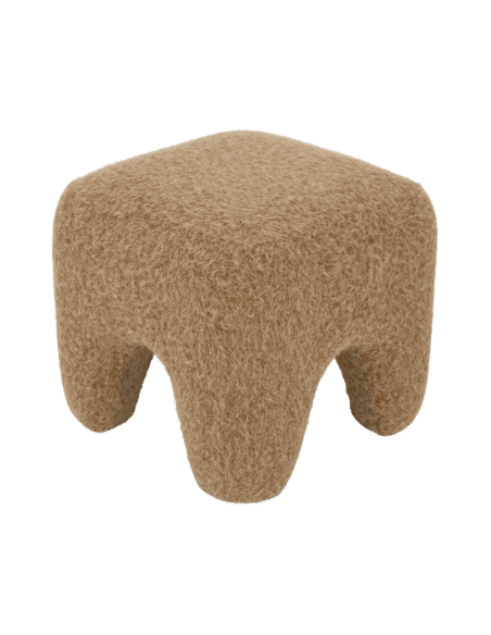 Pouf repose-pieds beige camel effet laine 43x43x40 cm Kira Urban Nature Culture - 4