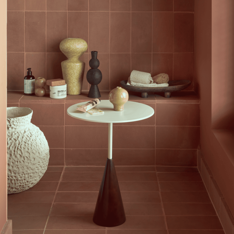 Table d’appoint ronde métal blanc et manguier 45 cm Yori Urban Nature Culture - 2