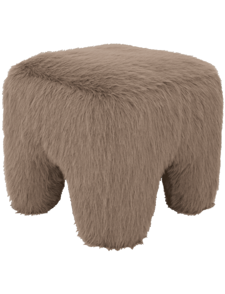 Pouf fausse fourrure taupe 43x43x40 cm Kira Urban Nature Culture - 1