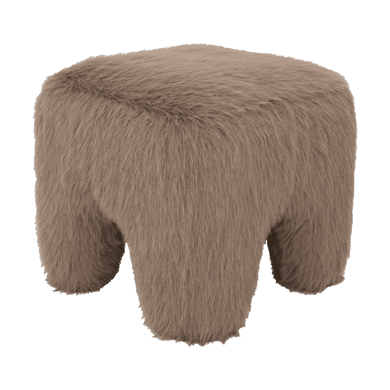 Pouf fausse fourrure taupe 43x43x40 cm Kira Urban Nature Culture - 1