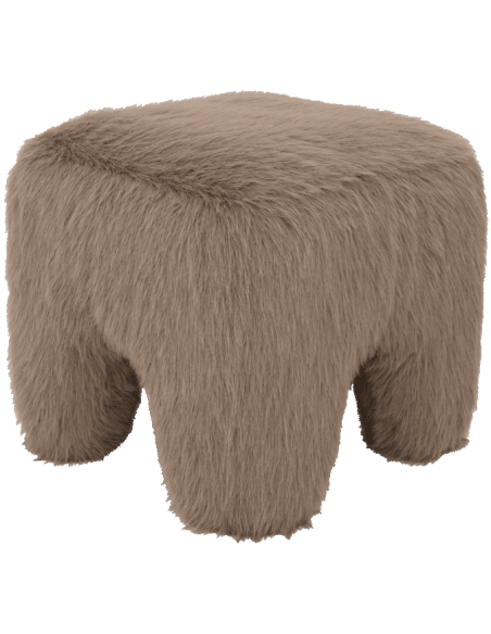 Pouf fausse fourrure taupe 43x43x40 cm Kira Urban Nature Culture - 1