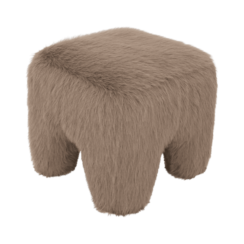 Pouf fausse fourrure taupe 43x43x40 cm Kira Urban Nature Culture - 3