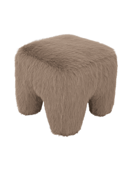 Pouf fausse fourrure taupe 43x43x40 cm Kira Urban Nature Culture - 3