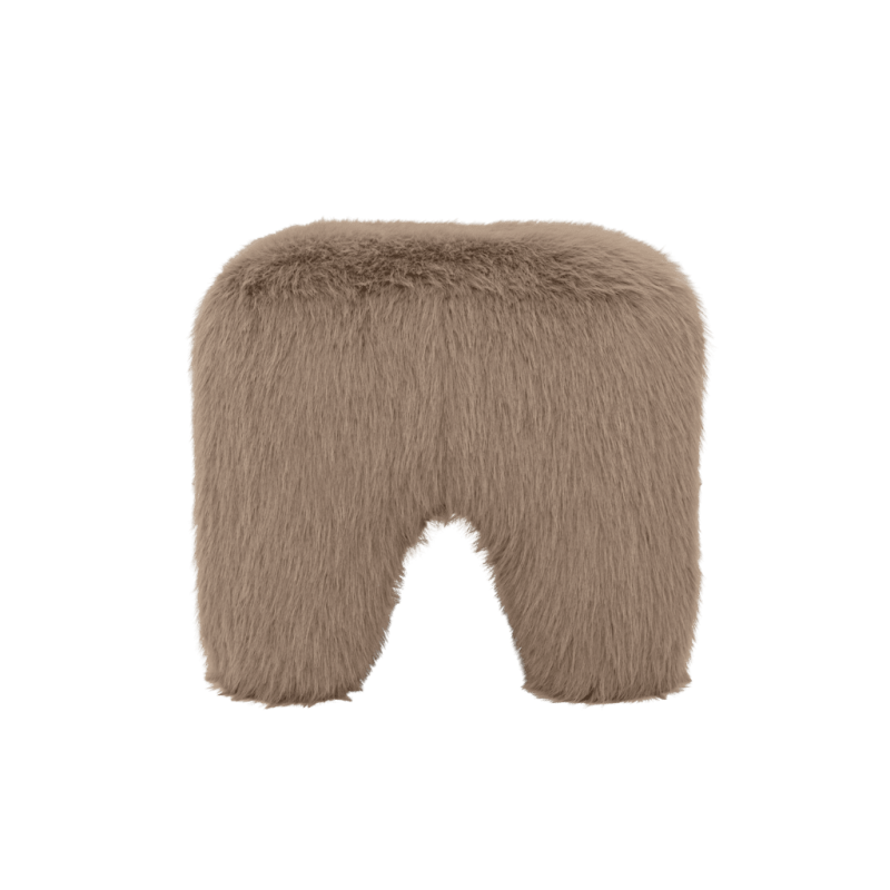Pouf fausse fourrure taupe 43x43x40 cm Kira Urban Nature Culture - 5