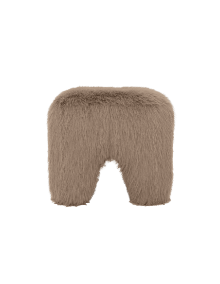 Pouf fausse fourrure taupe 43x43x40 cm Kira Urban Nature Culture - 5