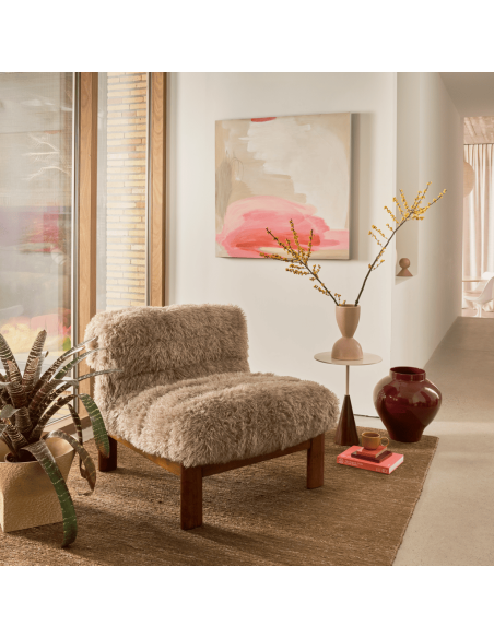 Tableau abstrait beige rose peint main 90x90 cm Aya Urban Nature Culture - 2