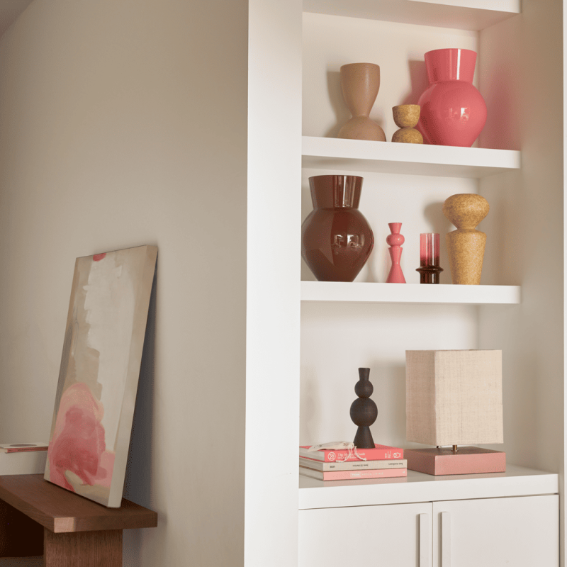 Tableau abstrait beige rose peint main 90x90 cm Aya Urban Nature Culture - 3