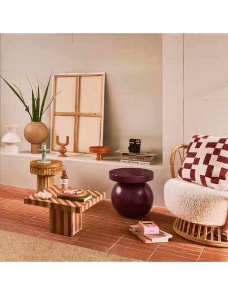 Table d’appoint ronde bordeaux en coton mâché Ø40x40,5 cm Mosi Urban Nature Culture - 2
