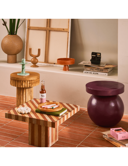 Table d’appoint ronde bordeaux en coton mâché Ø40x40,5 cm Mosi Urban Nature Culture - 4