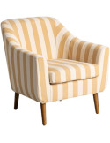 Fauteuil rayé jaune miel et écru en tissu 74x68x76 cm Nolaro