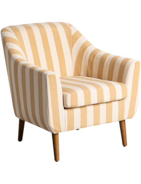 Fauteuil rayé jaune miel et écru en tissu 74x68x76 cm Nolaro Ixia - 1