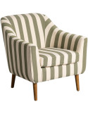 Fauteuil rayé vert sauge écru en tissu polyester 74x68x76 cm Nolaro