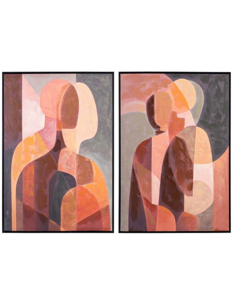 Lot de 2 tableaux abstraits terracotta et beige sur toile 70x100 cm Cireva Ixia - 1