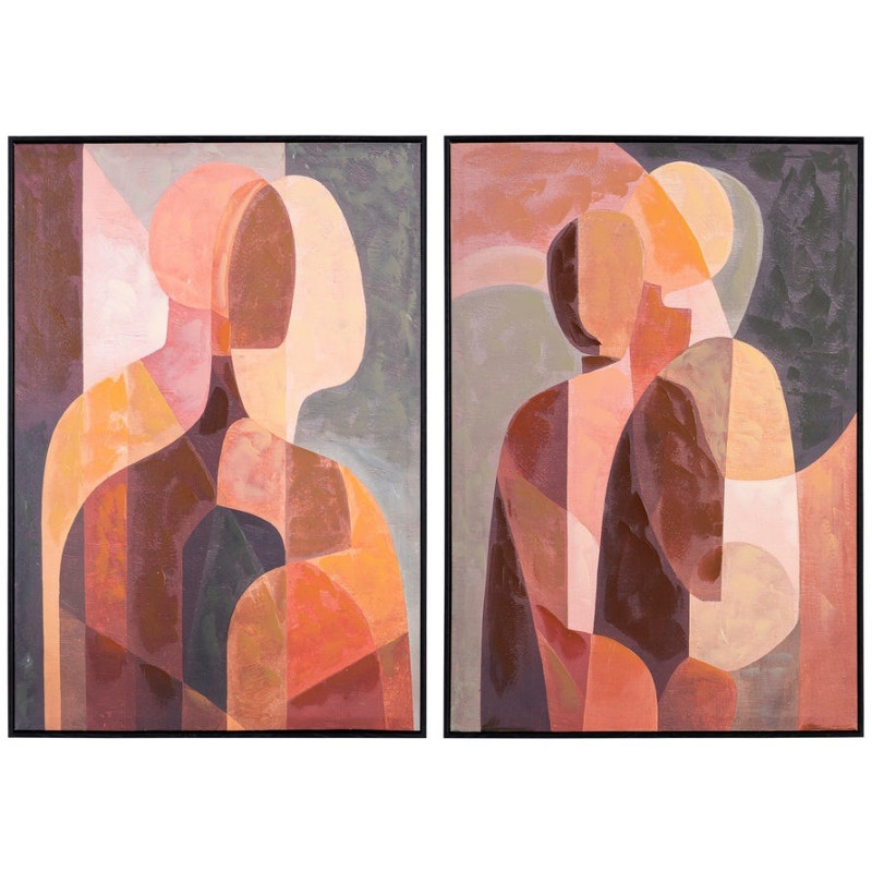 Lot de 2 tableaux abstraits terracotta et beige sur toile 70x100 cm Cireva Ixia - 1