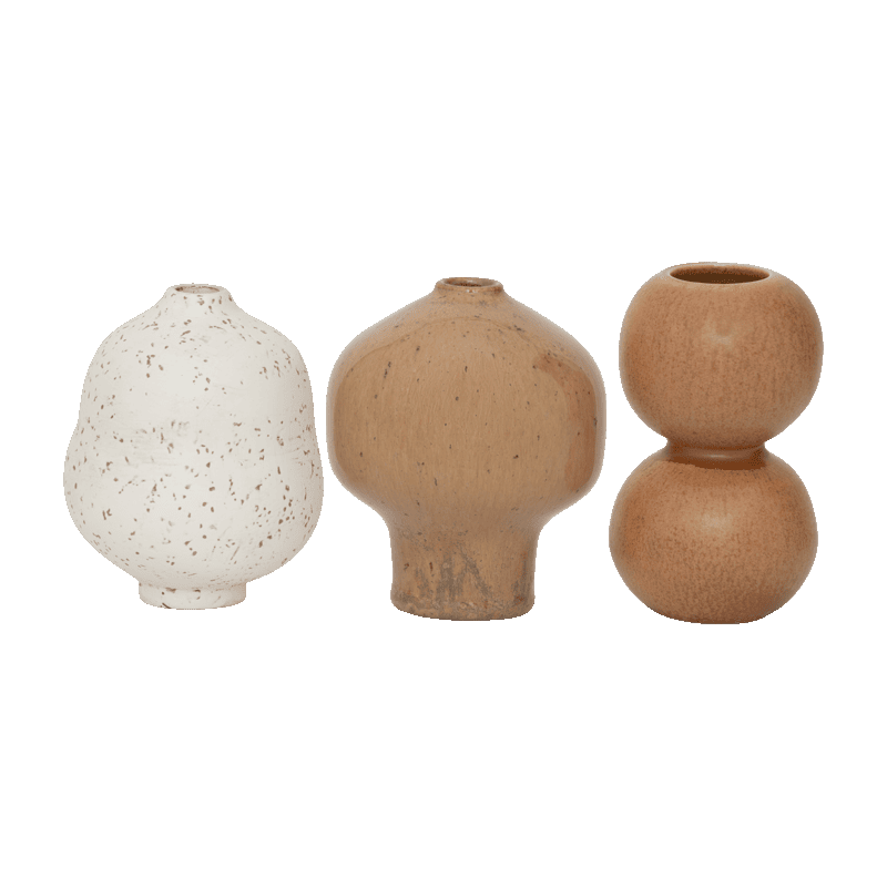 Lot de 3 mini vases en céramique beige et caramel 8x9,5 cm Suzu Urban Nature Culture - 1