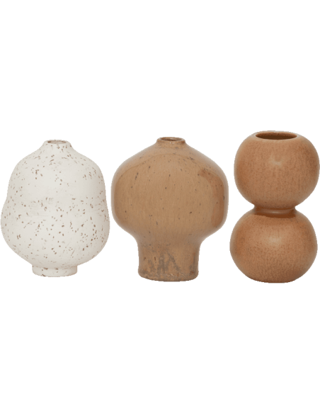 Lot de 3 mini vases en céramique beige et caramel 8x9,5 cm Suzu Urban Nature Culture - 1