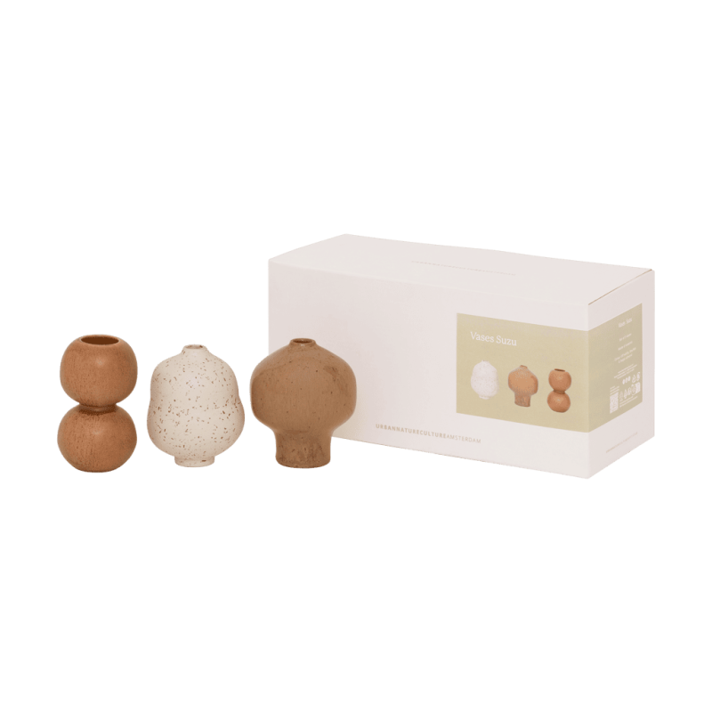Lot de 3 mini vases en céramique beige et caramel 8x9,5 cm Suzu Urban Nature Culture - 8
