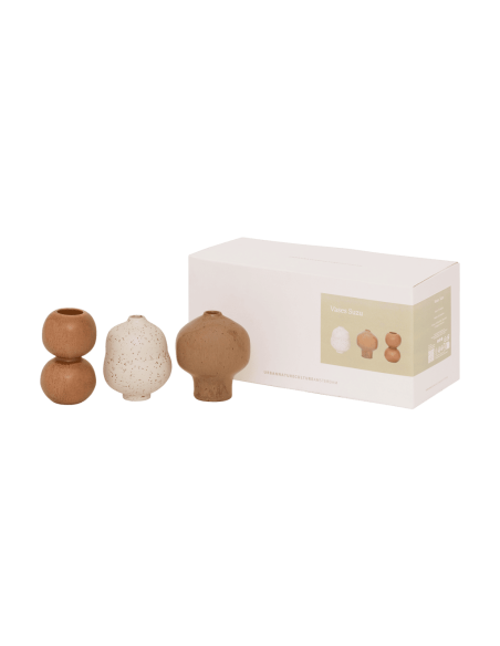 Lot de 3 mini vases en céramique beige et caramel 8x9,5 cm Suzu Urban Nature Culture - 8