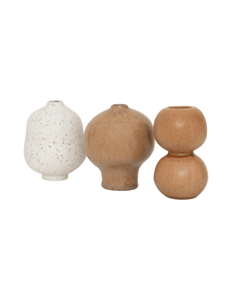 Lot de 3 mini vases en céramique beige et caramel 8x9,5 cm Suzu Urban Nature Culture - 7