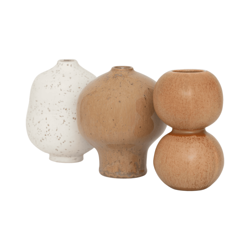 Lot de 3 mini vases en céramique beige et caramel 8x9,5 cm Suzu Urban Nature Culture - 6