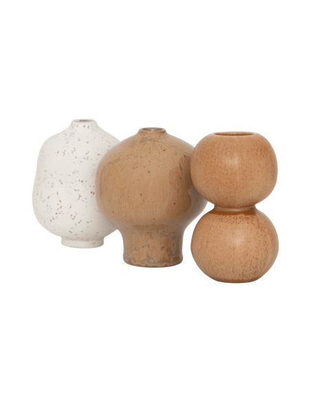 Lot de 3 mini vases en céramique beige et caramel 8x9,5 cm Suzu Urban Nature Culture - 6