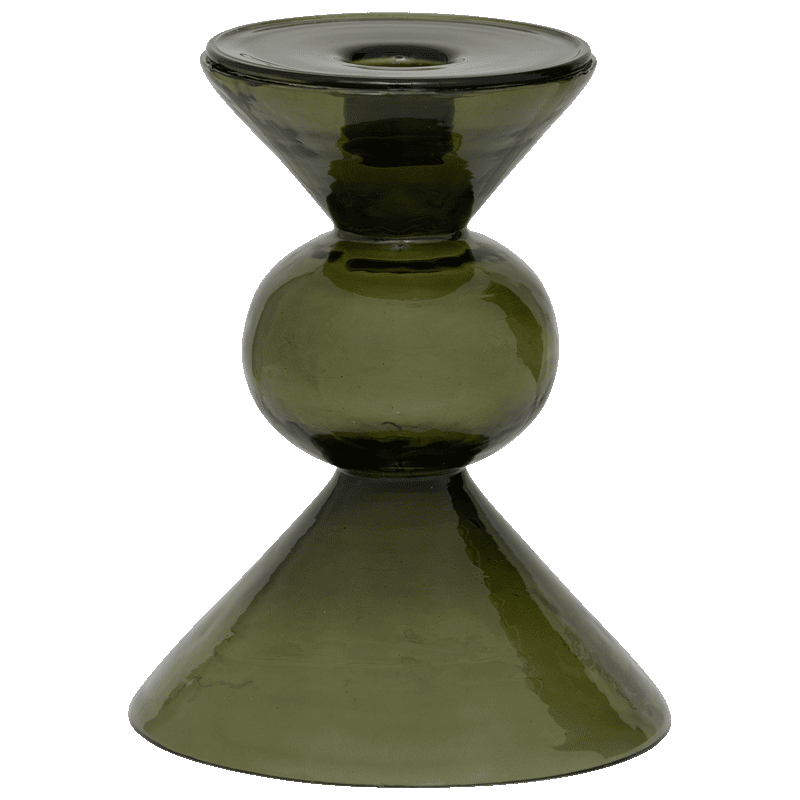 Bougeoir vert olive en verre recyclé Ø12,5x15 cm Mesi Urban Nature Culture - 1