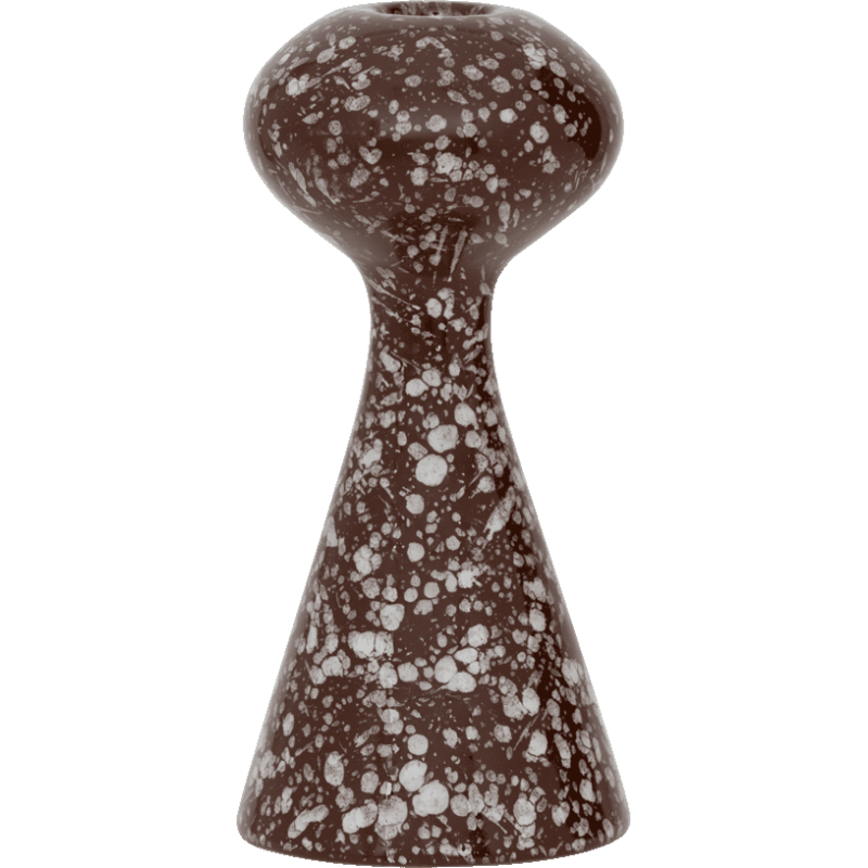 Bougeoir céramique marron chocolat moucheté Ø7x16,5 cm Zaria Urban Nature Culture - 1