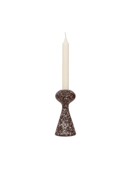 Bougeoir céramique marron chocolat moucheté Ø7x16,5 cm Zaria Urban Nature Culture - 3