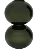 Vase double boule verre recyclé vert olive Ø23x38 cm Yuki