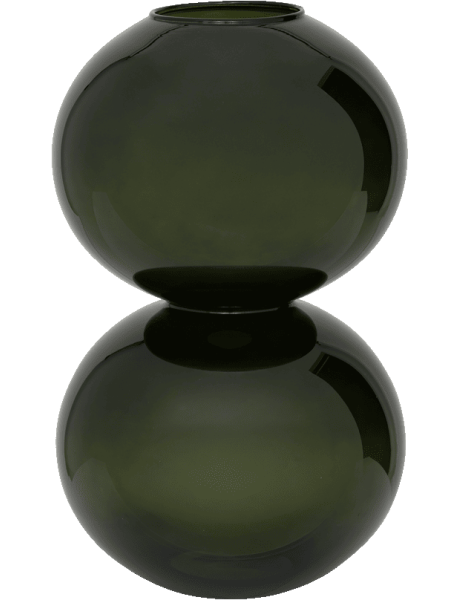 Vase double boule verre recyclé vert olive Ø23x38 cm Yuki Urban Nature Culture - 1