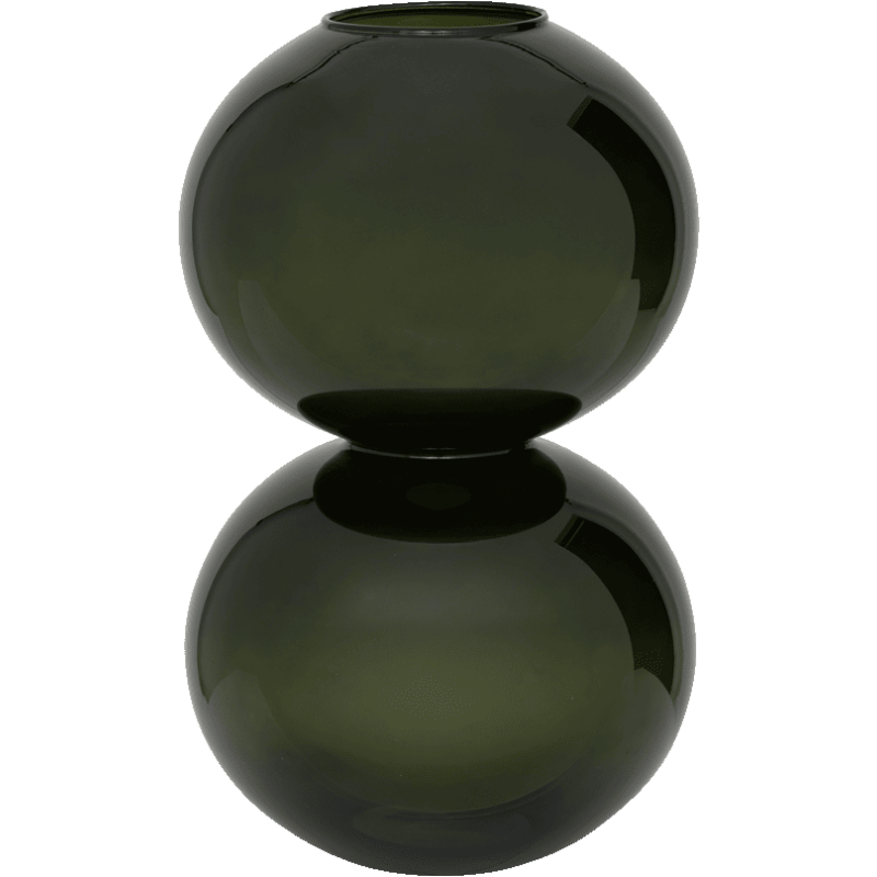 Vase double boule verre recyclé vert olive Ø23x38 cm Yuki Urban Nature Culture - 1