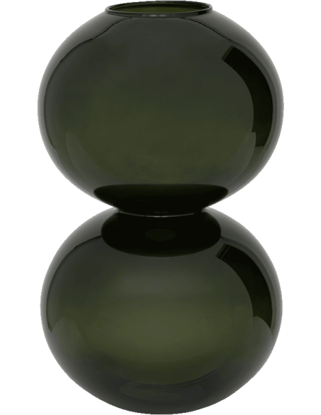 Vase double boule verre recyclé vert olive Ø23x38 cm Yuki Urban Nature Culture - 1