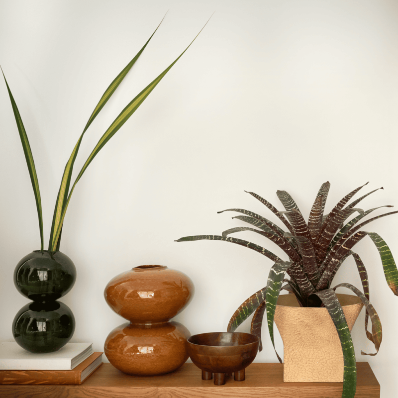 Vase double boule verre recyclé vert olive Ø23x38 cm Yuki Urban Nature Culture - 2