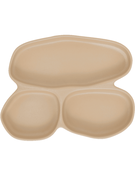 Plat apéritif 3 compartiments en céramique beige sable 20x27 cm Bryn Urban Nature Culture - 1