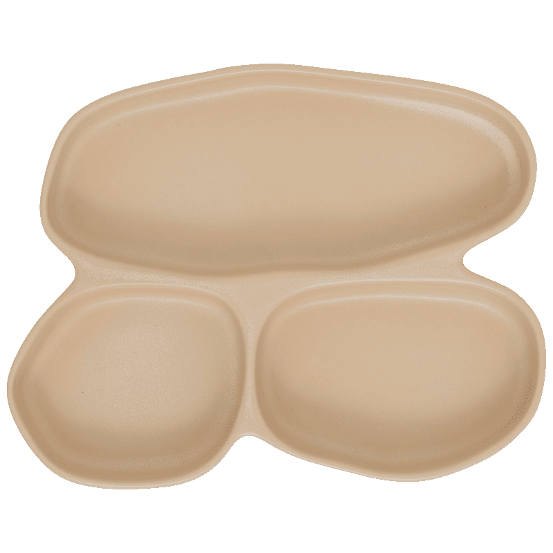 Plat apéritif 3 compartiments en céramique beige sable 20x27 cm Bryn Urban Nature Culture - 1