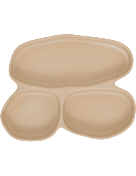 Plat apéritif 3 compartiments en céramique beige sable 20x27 cm Bryn Urban Nature Culture - 1