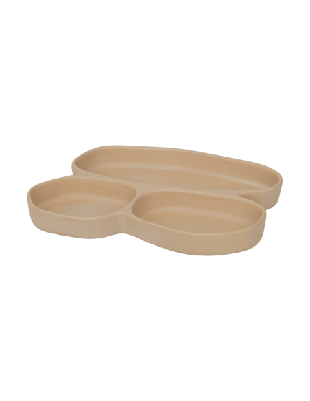 Plat apéritif 3 compartiments en céramique beige sable 20x27 cm Bryn Urban Nature Culture - 3