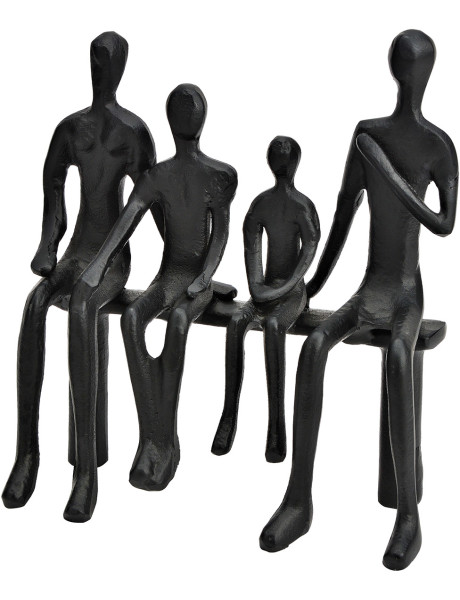 Sculpture famille 4 personnes métal noir 23x10x24 cm Arvori  - 1