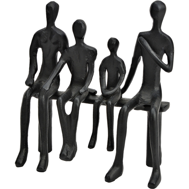 Sculpture famille 4 personnes métal noir 23x10x24 cm Arvori  - 1