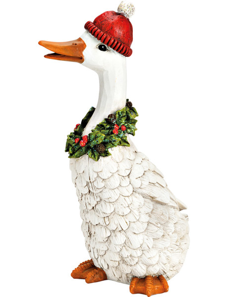 Statuette oie de Noël blanche en polyrésine 11x11,5x23,5 cm Norevia  - 1