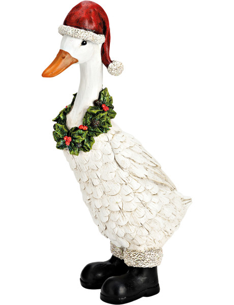 Statuette oie de Noël blanche en polyrésine 17x9x35 cm Norevia  - 1